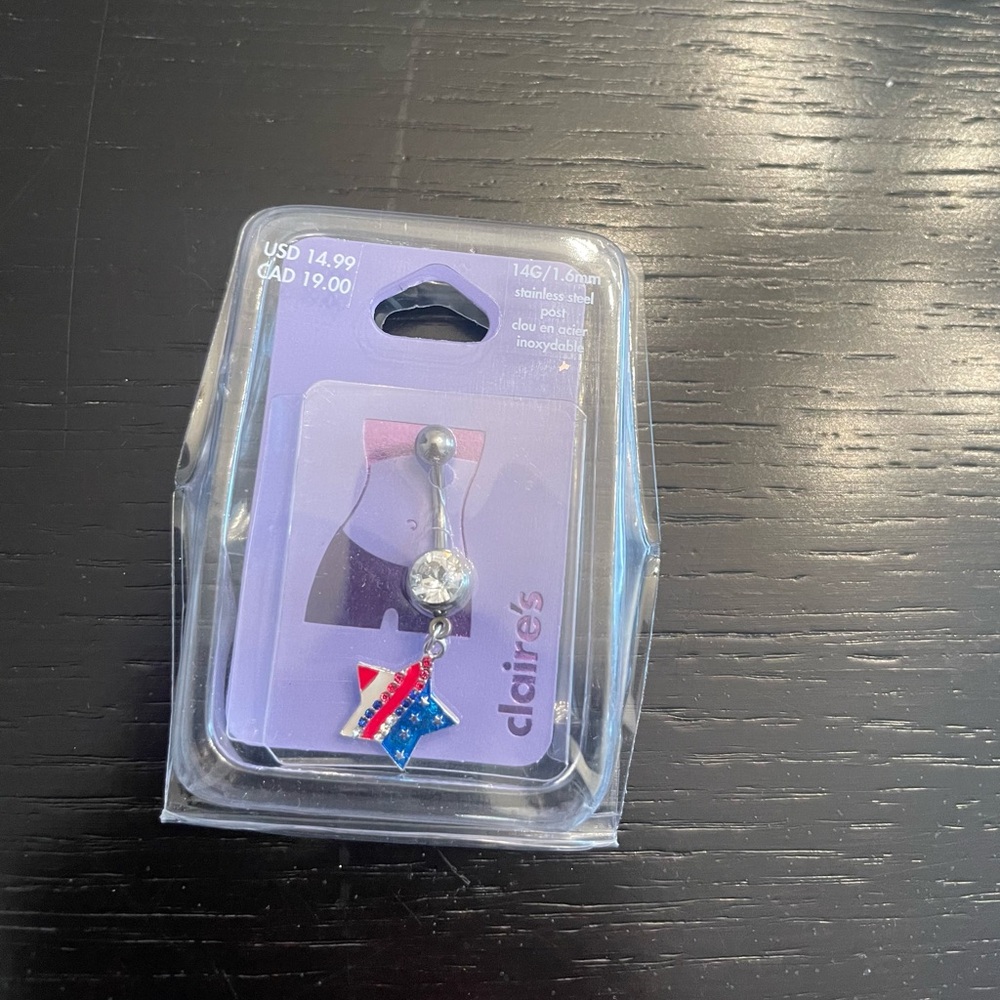 Claire’s American flag belly button ring 14Gs